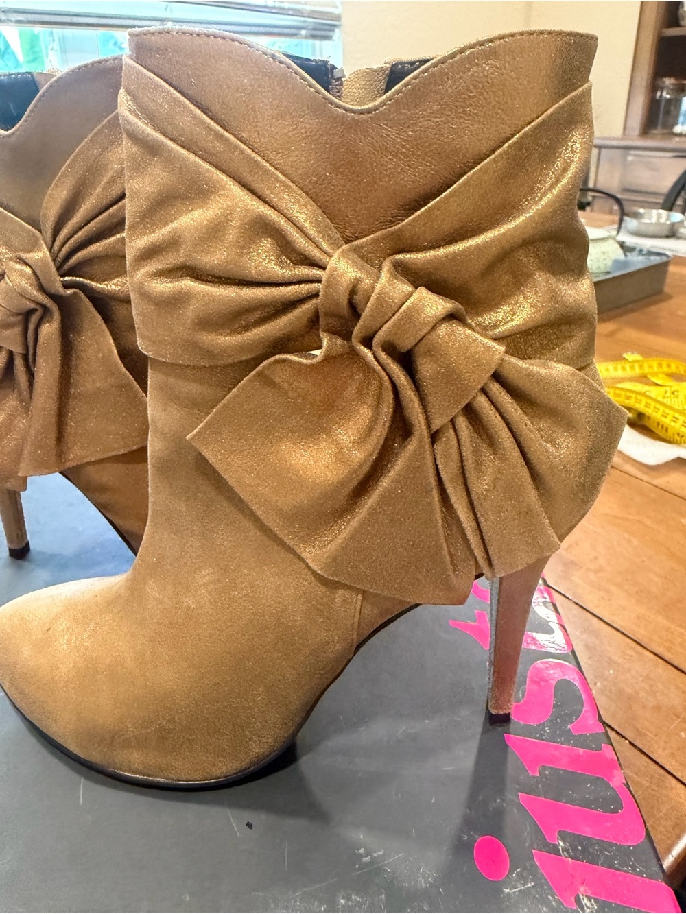 Just sweet bronze gold high heel boots, Tia size 7 1/2